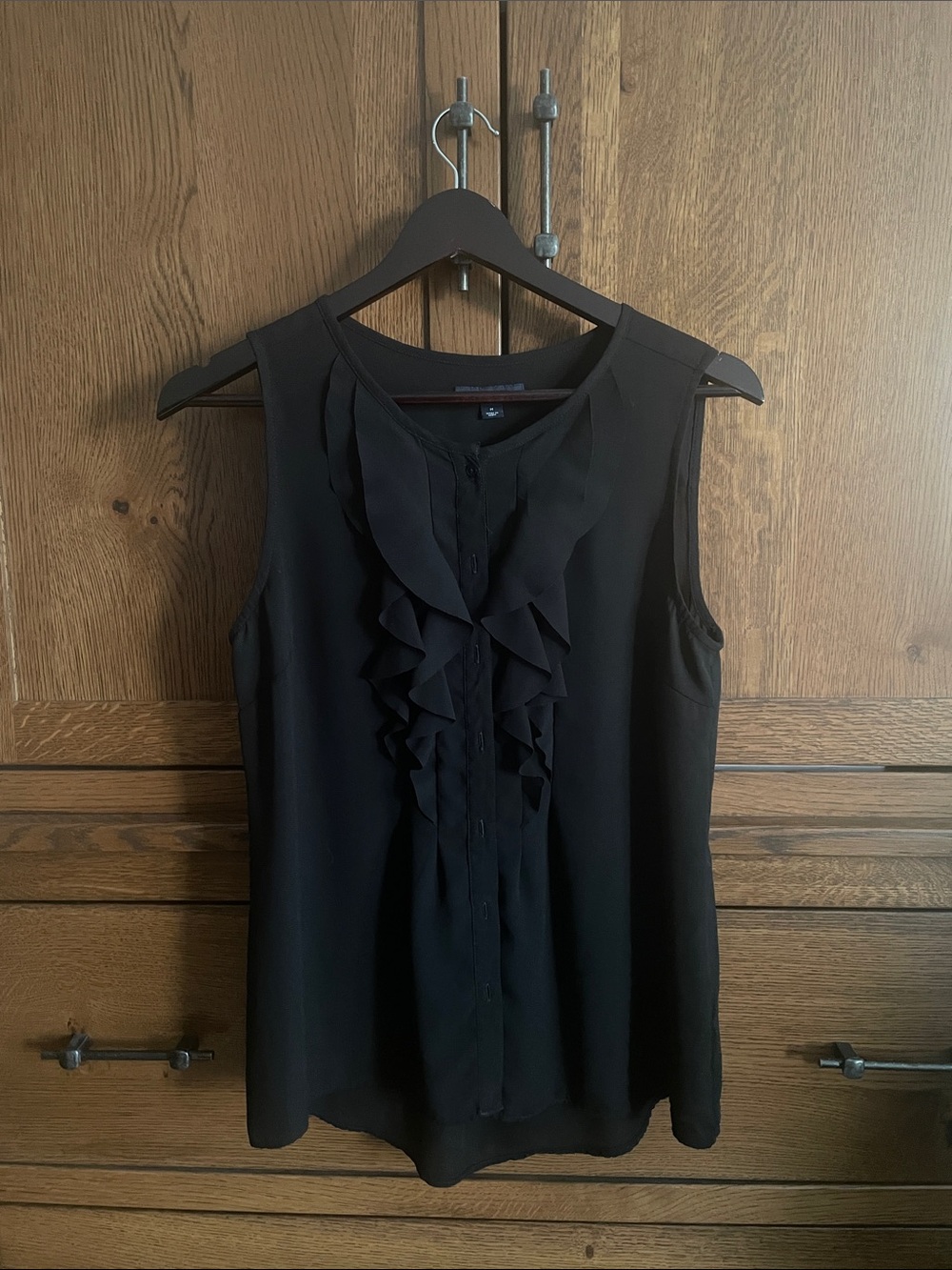 Tommy Hilfiger Black Sleeveless Ruffle Front Camisole